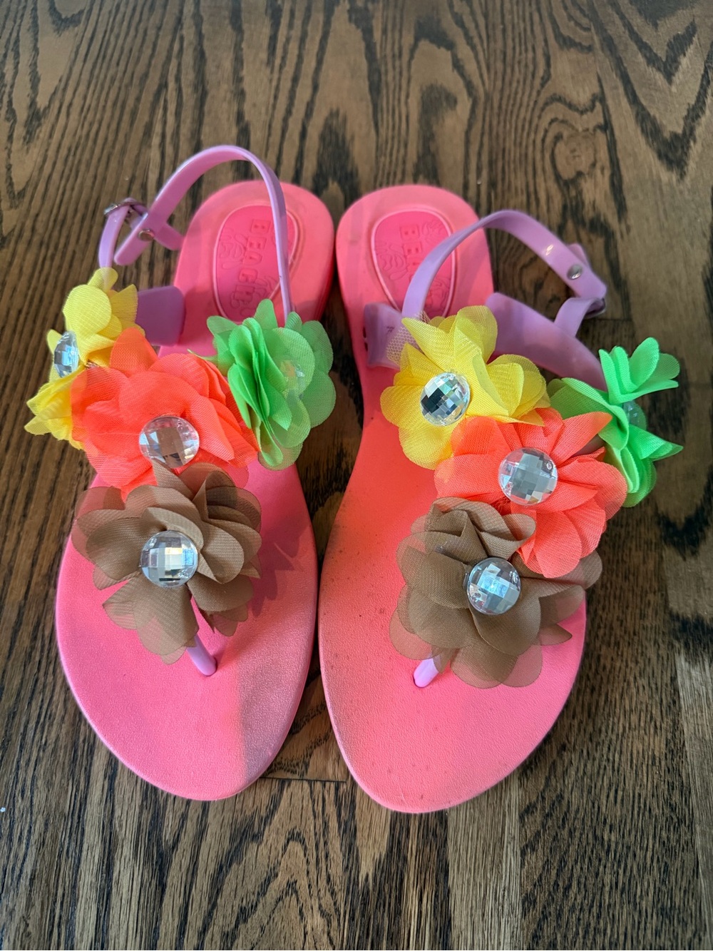 Women’s Pink Floral Gem Sandals-Size 7.5